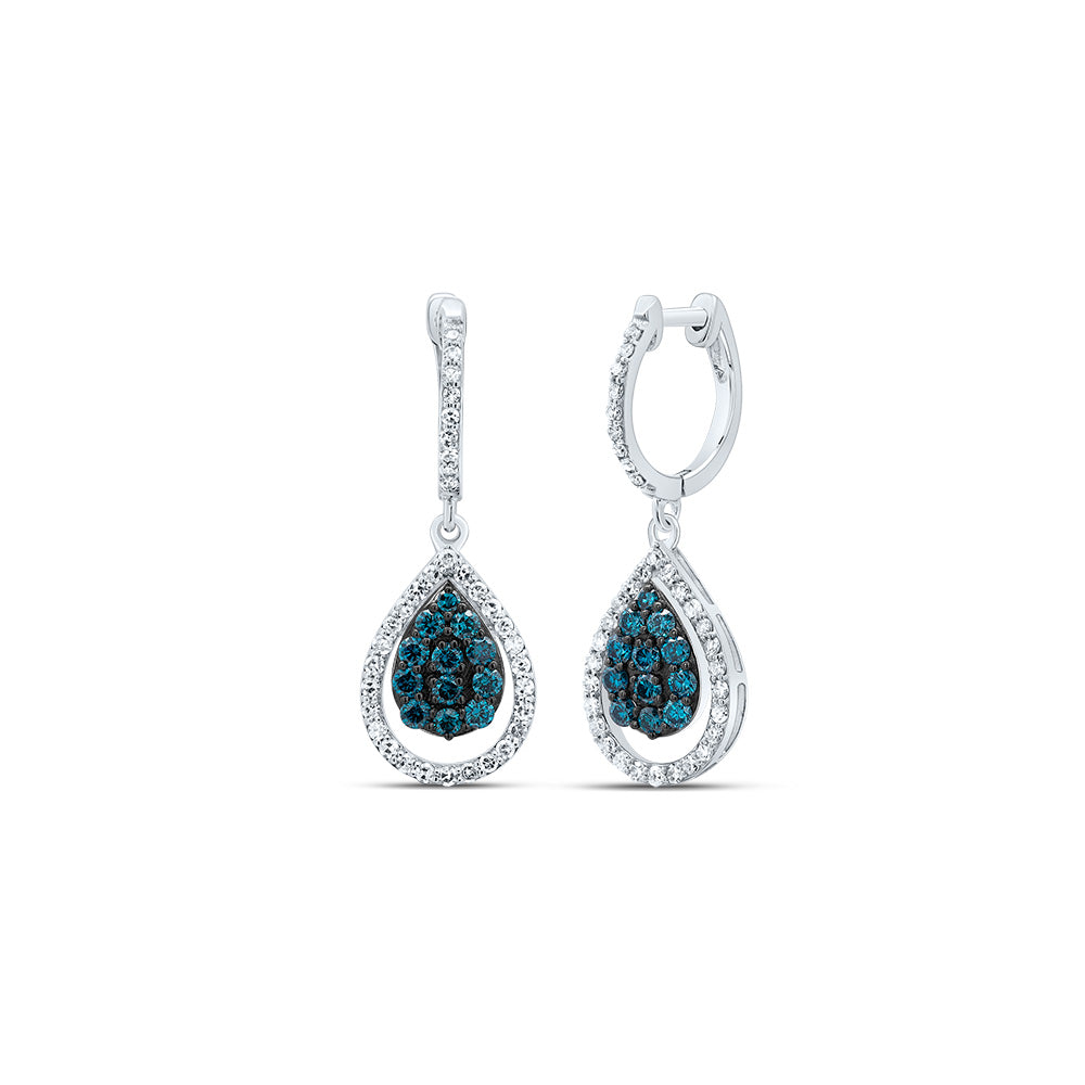 3/4CTW-DIA NK BLUE DIA FASHION PEAR DANGLING EARRING Daisy Joyeria