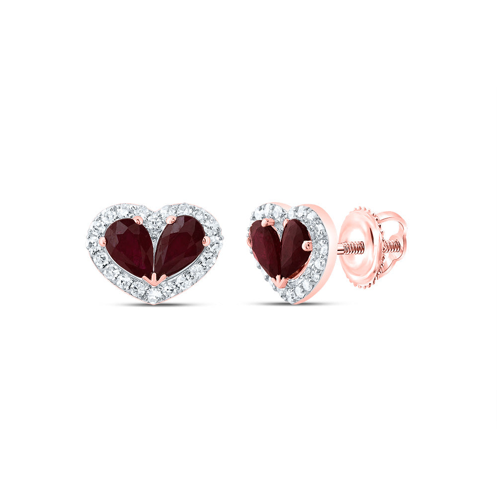1/5CTW-NAT DIA CN 7/8CTW PS-RU NAT GEM HEART STUD EARRING Daisy Joyeria