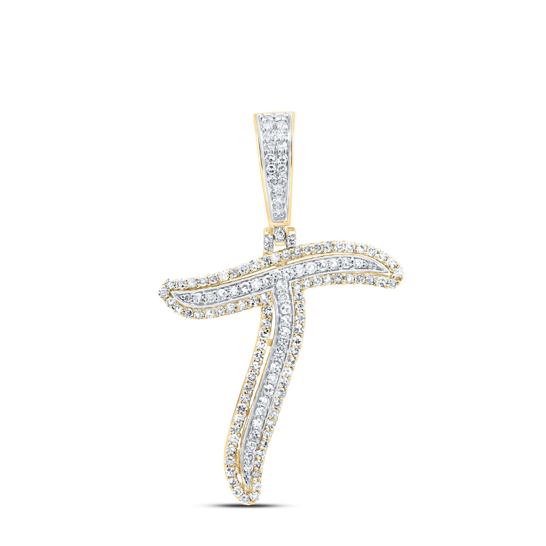5/8CTW-DIA NK FASHION INITIAL "T" PENDANT Daisy Joyeria