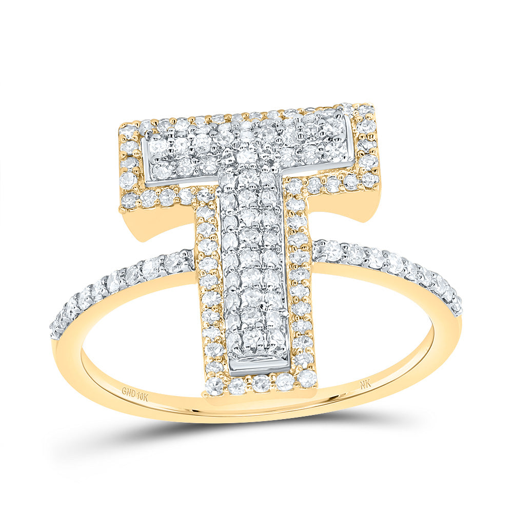 1/2CTW-DIA NK FASHION INITIAL "T" LADIES RING 7 Daisy Joyeria