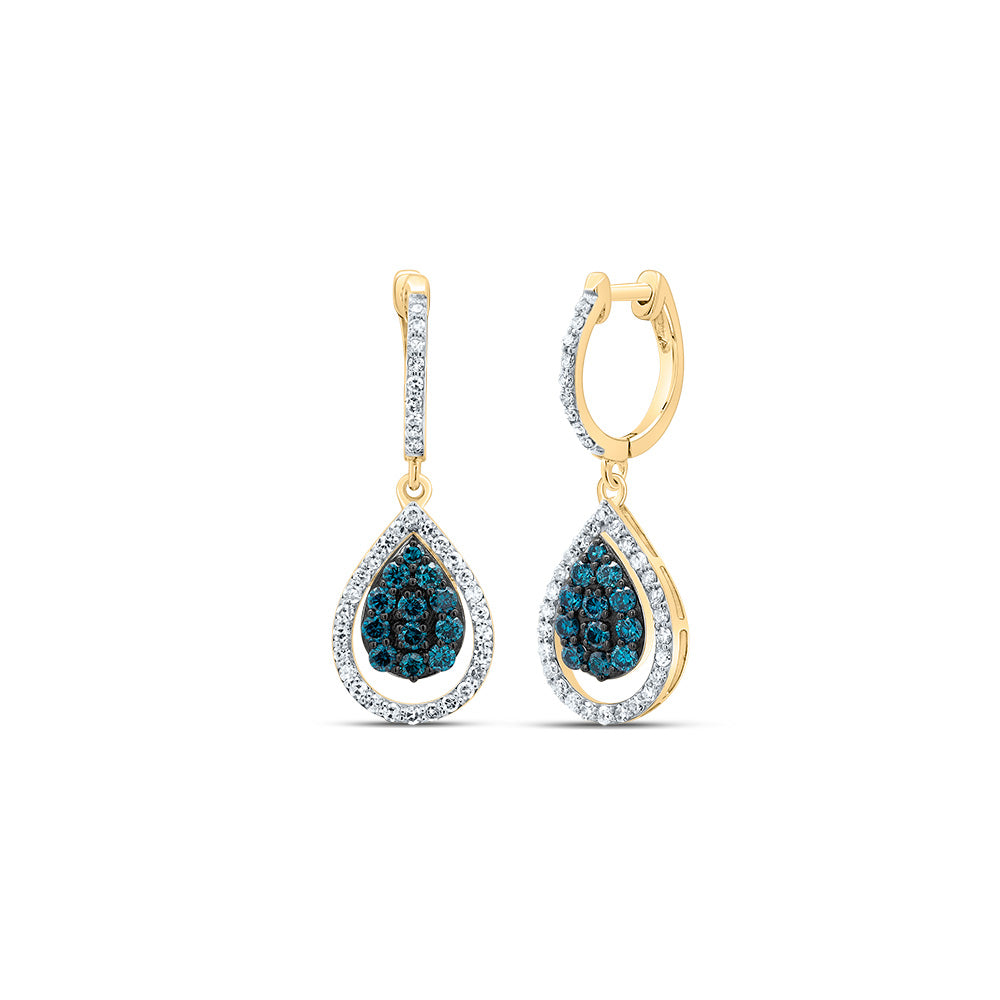 3/4CTW-DIA NK BLUE DIA FASHION PEAR DANGLING EARRING Daisy Joyeria