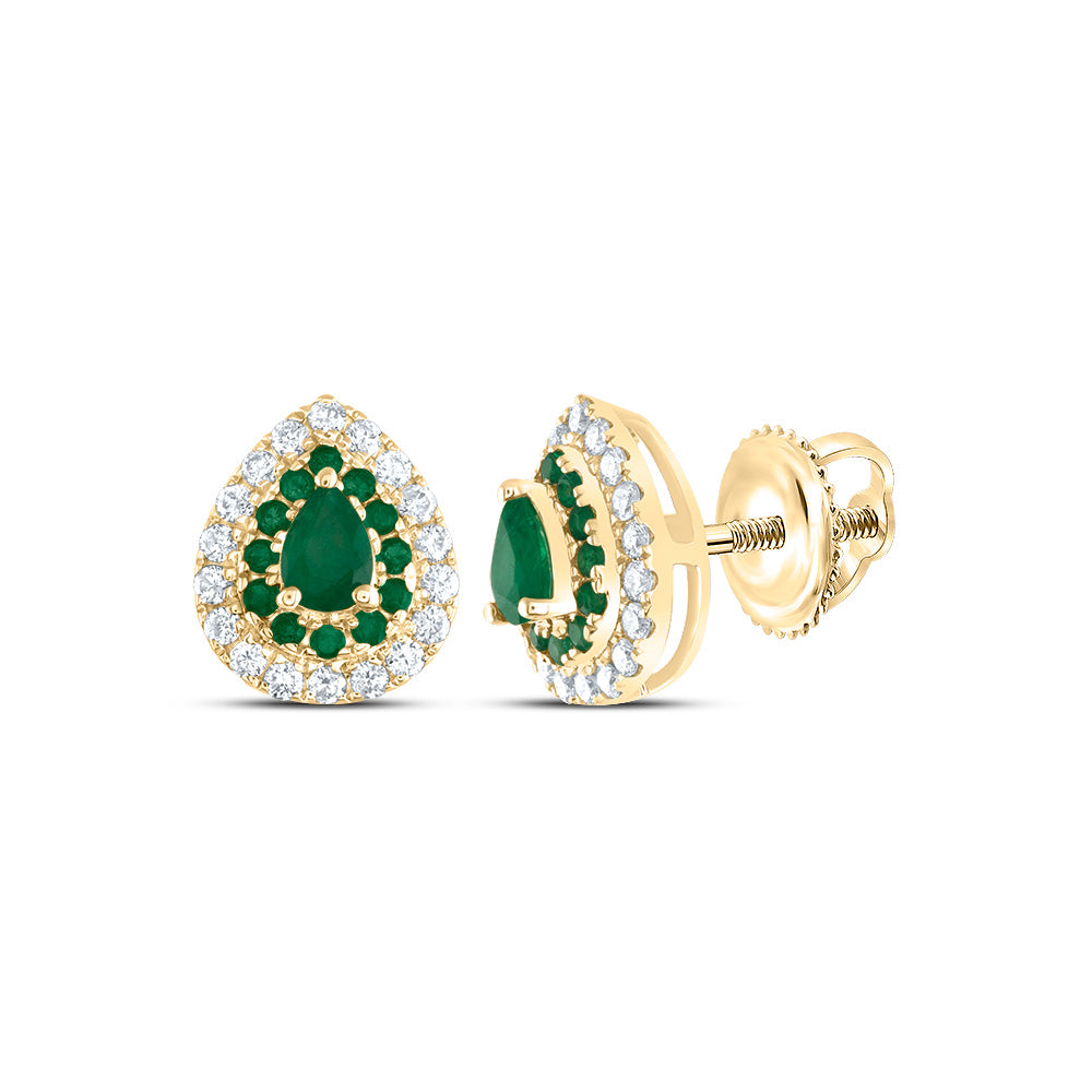 1/5CTW-DIA ANA M 1/10CTW-RD-EM, 4X3MM-PS-EM, NAT GEM PEAR STUD EARRING Daisy Joyeria