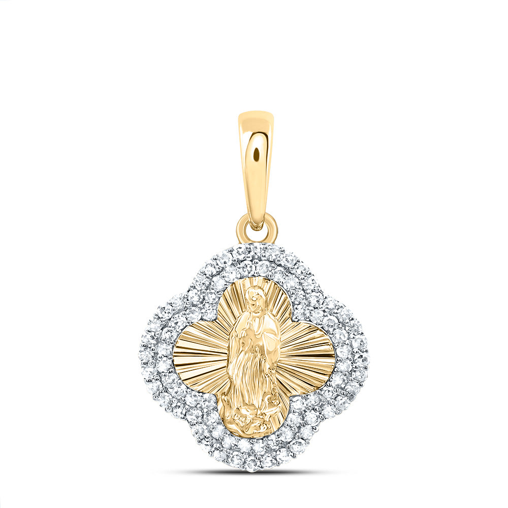 1/3CTW-DIA NK FASHION VIRGIN MOTHER MARY CLOVER PENDANT Daisy Joyeria