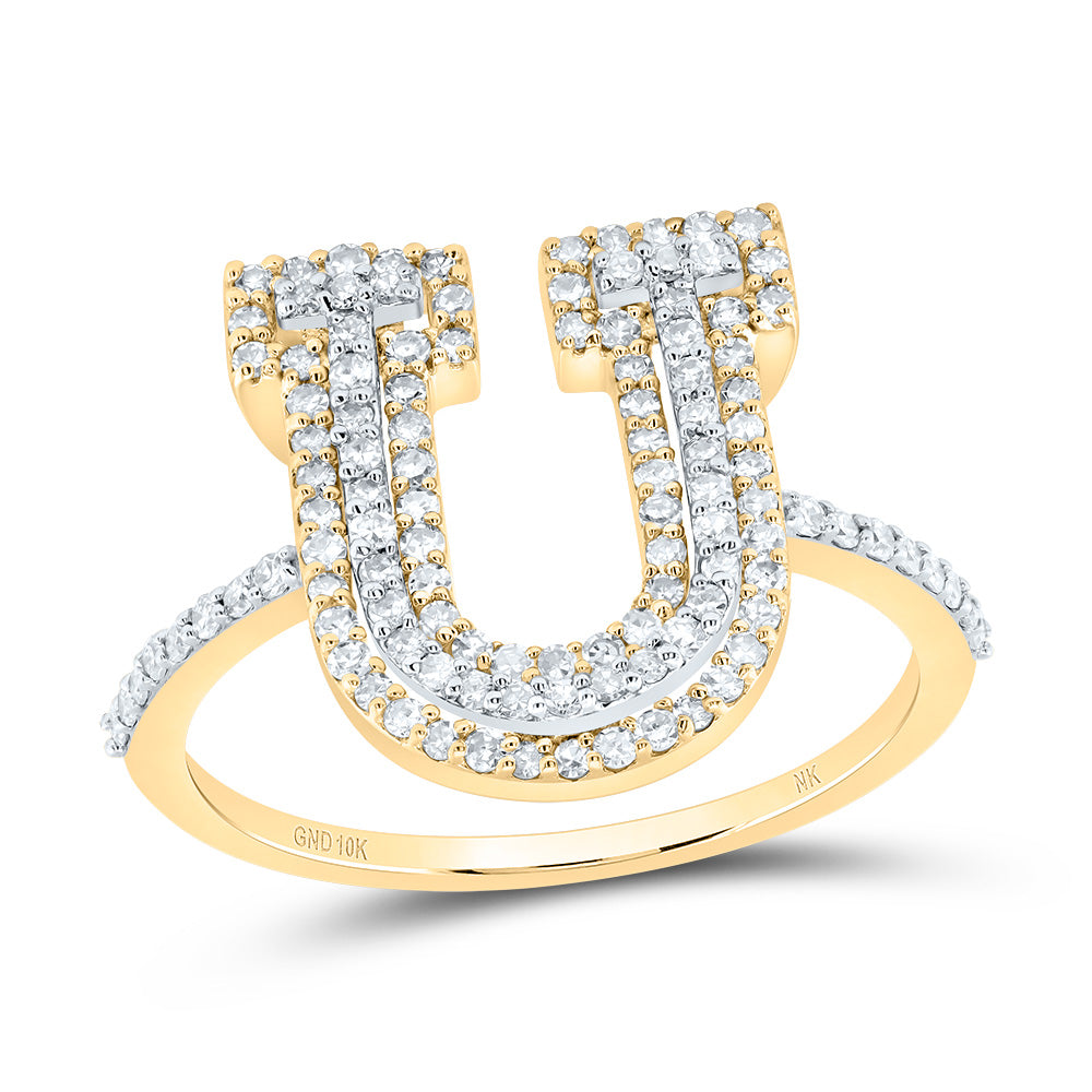 1/2CTW-DIA NK FASHION INITIAL "U" LADIES RING 7 Daisy Joyeria