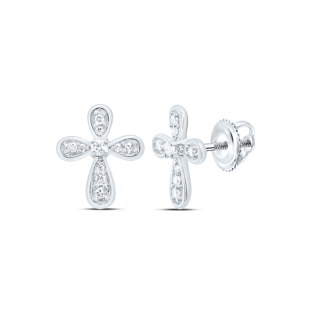1/10CTW DIA P1 CROSS STUD EARRING Daisy Joyeria