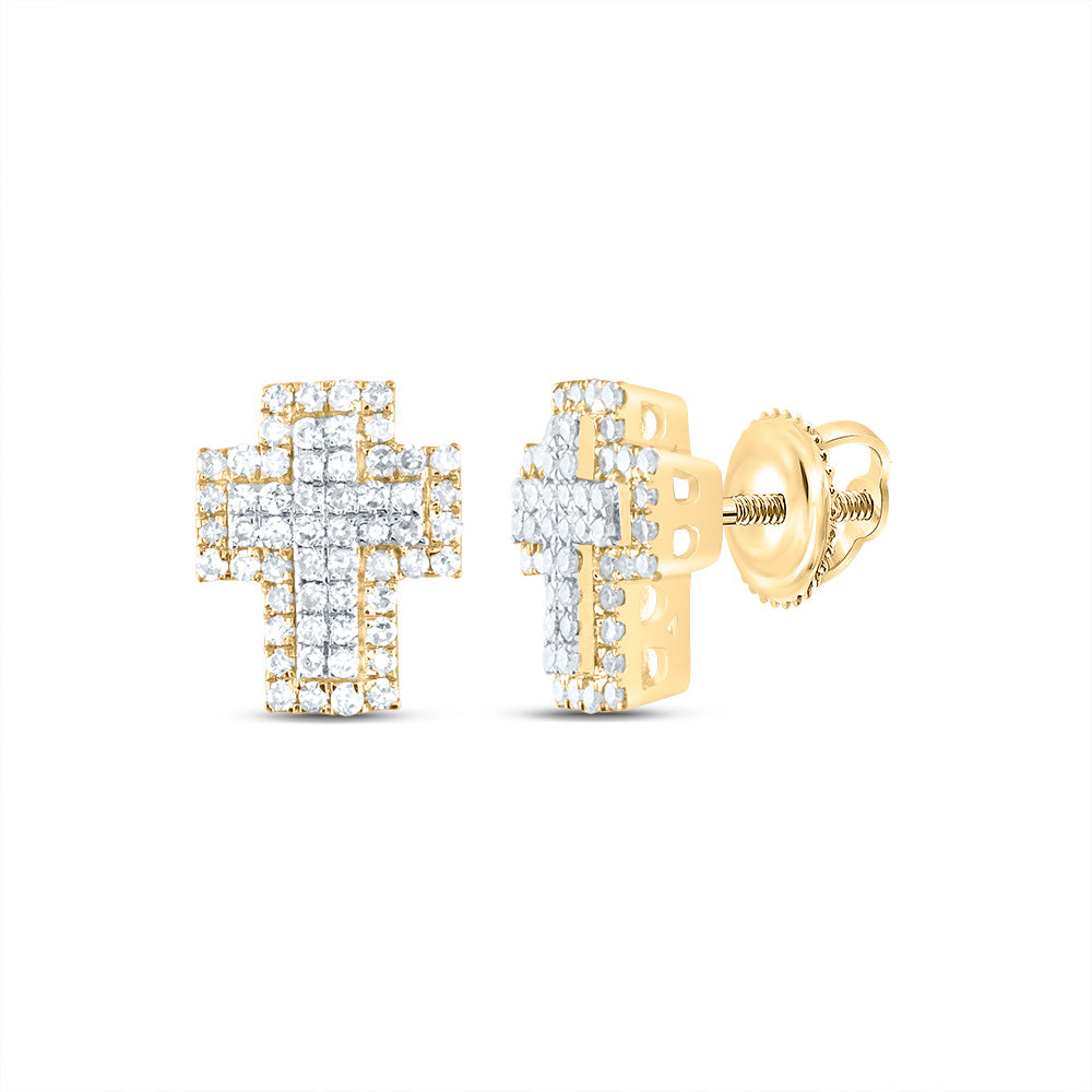 3/8CTW-DIA NK FASHION CROSS EARRING Daisy Joyeria