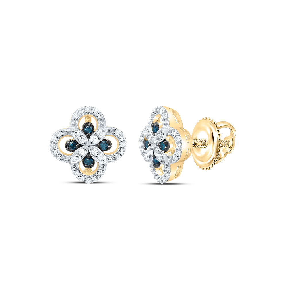1/5CTW-DIA P1 GIFT BLUE DIAMOND CLOVER STUD EARRING Daisy Joyeria