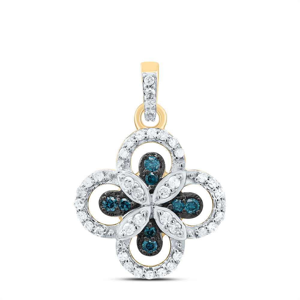 1/4CTW-DIA P1 GIFT BLUE DIAMOND CLOVER PENDANT Daisy Joyeria