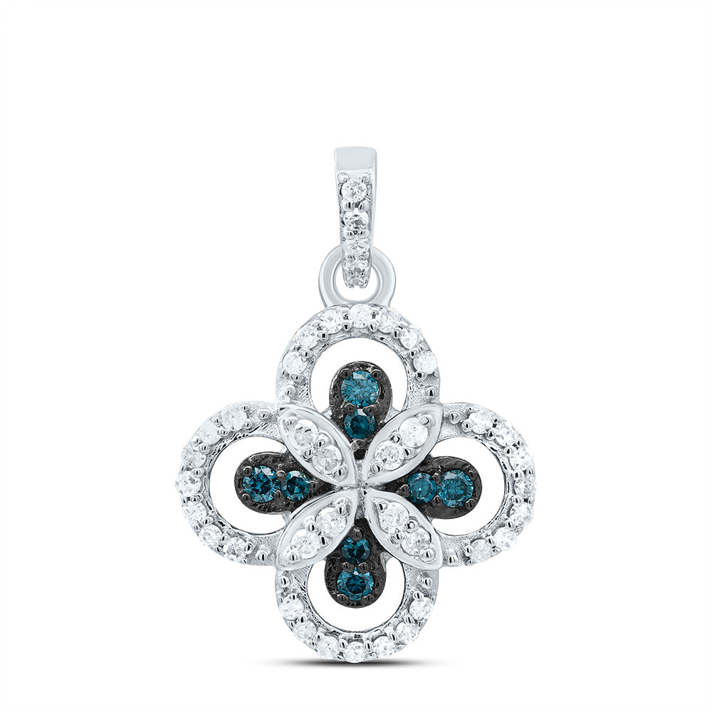 1/4CTW-DIA P1 GIFT BLUE DIAMOND CLOVER PENDANT Daisy Joyeria