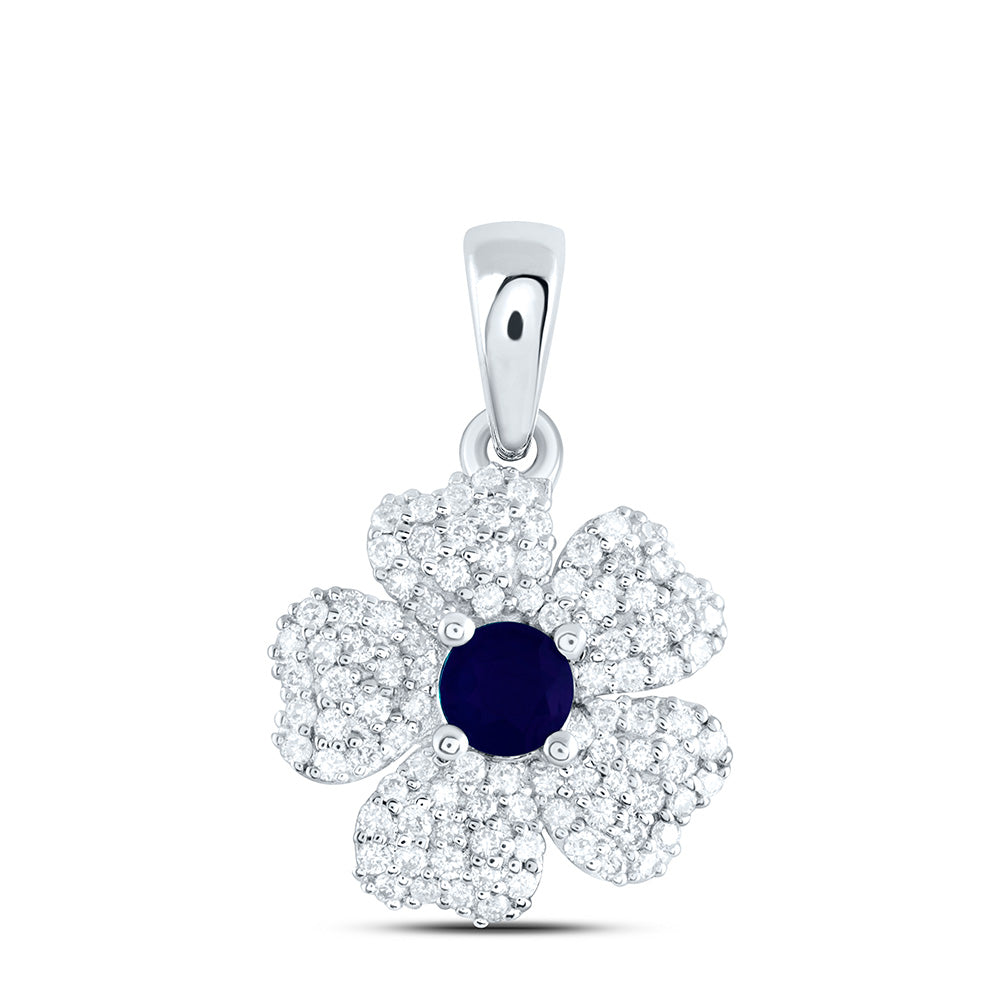 1/4CTW-NAT DIA ANA M 3.5MM-RD-BS NAT GEM FLOWER PENDANT Daisy Joyeria