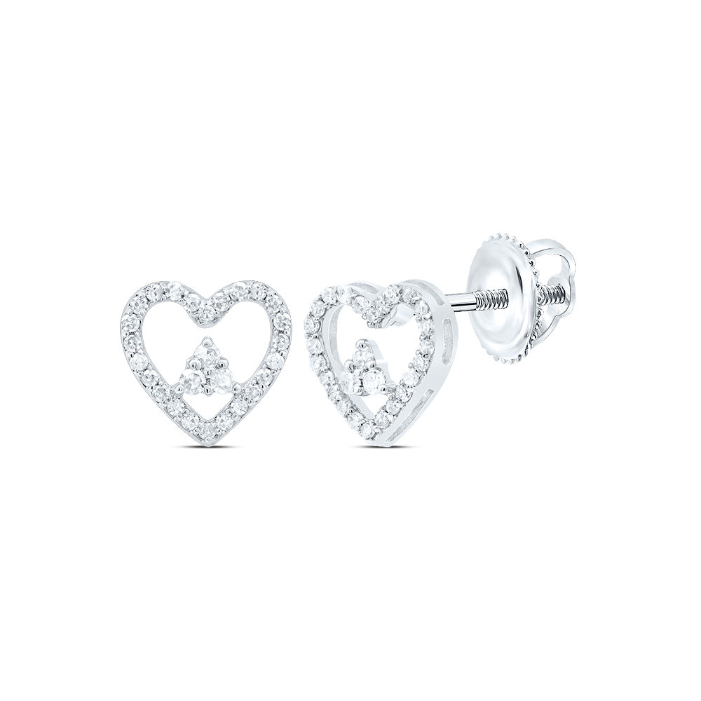 1/5CTW NAT DIA P1 GIFT HEART STUD EARRING Daisy Joyeria