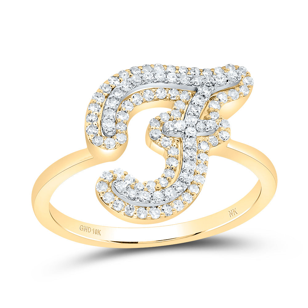 3/8CTW-DIA NK FASHION INITIAL "F" LADIES RING 7 Daisy Joyeria