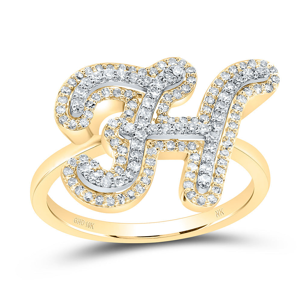 1/2CTW-DIA NK FASHION INITIAL "H" LADIES RING 7 Daisy Joyeria