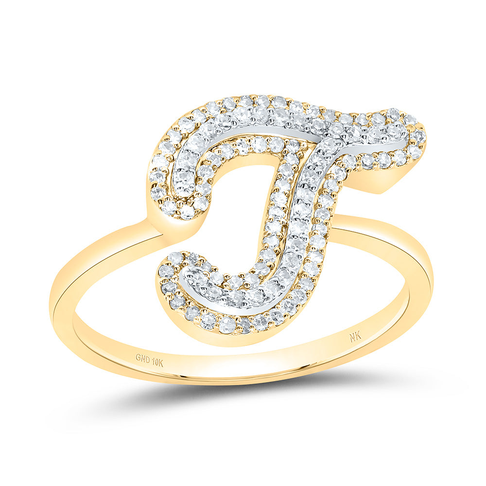 1/3CTW-DIA NK FASHION INITIAL "T" LADIES RING 7 Daisy Joyeria