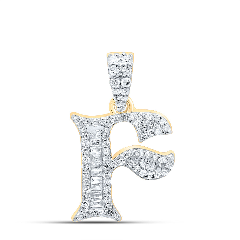 1/4CTW-DIA P1 GIFT INITIAL "F" BAGUETTE PENDANT Daisy Joyeria