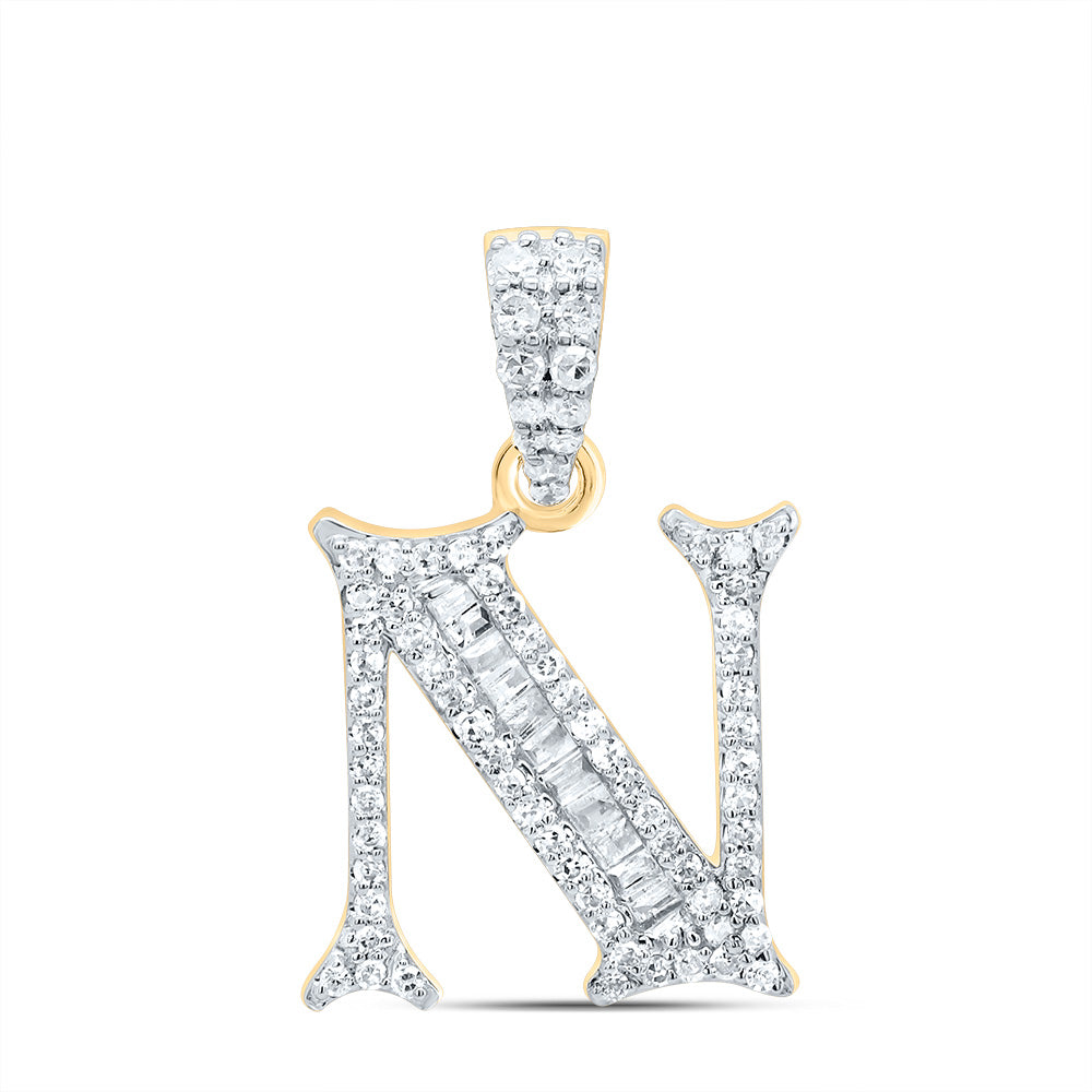 1/4CTW-DIA P1 GIFT INITIAL "N" BAGUETTE PENDANT Daisy Joyeria