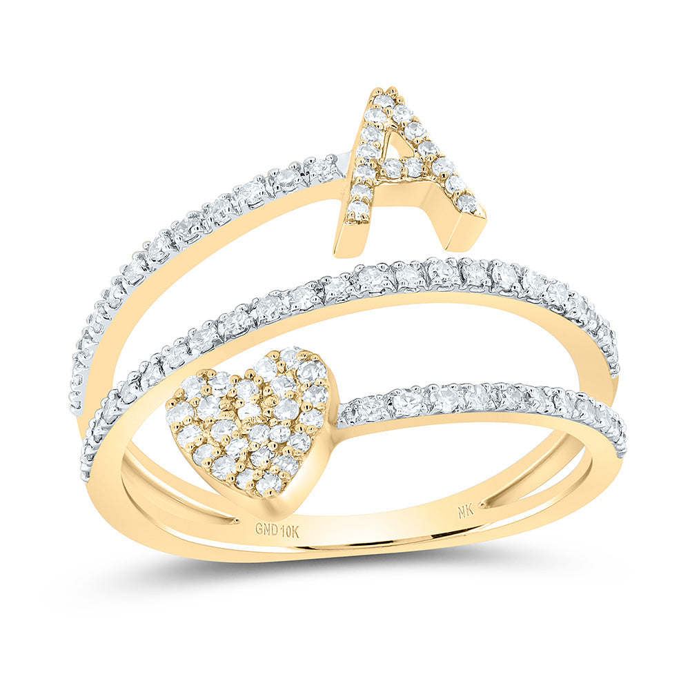 3/8CTW-NAT DIA NK GIFT INITIAL "A" HEART LADIES RING 7 Daisy Joyeria