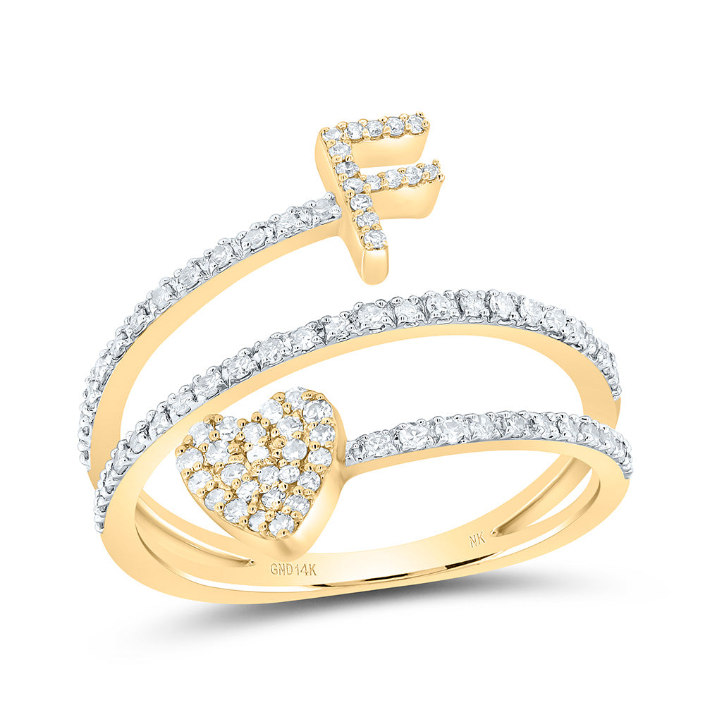 3/8CTW-NAT DIA NK GIFT INITIAL "F" HEART LADIES RING 7 Daisy Joyeria