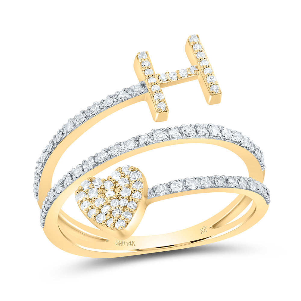 3/8CTW-NAT DIA NK GIFT INITIAL "H" HEART LADIES RING 7 Daisy Joyeria