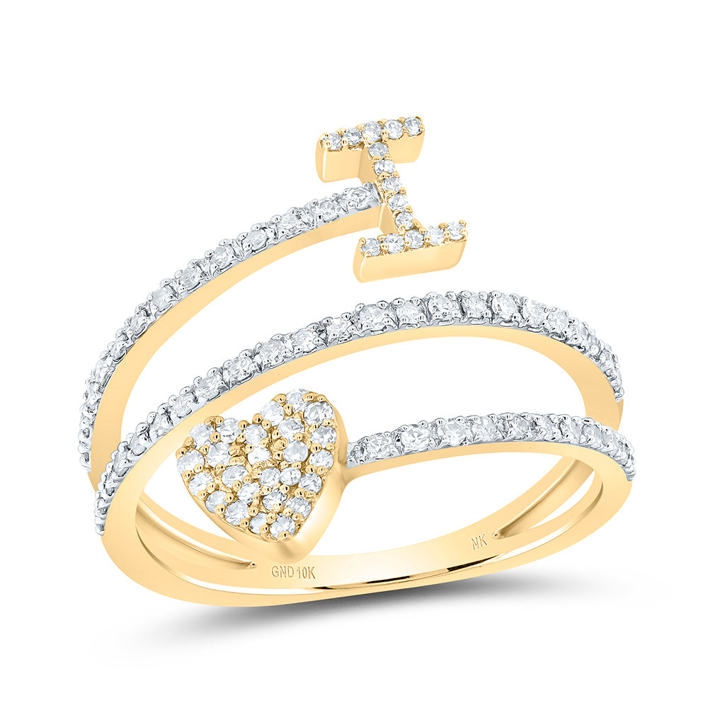3/8CTW-NAT DIA NK GIFT INITIAL "I" HEART LADIES RING 7 Daisy Joyeria