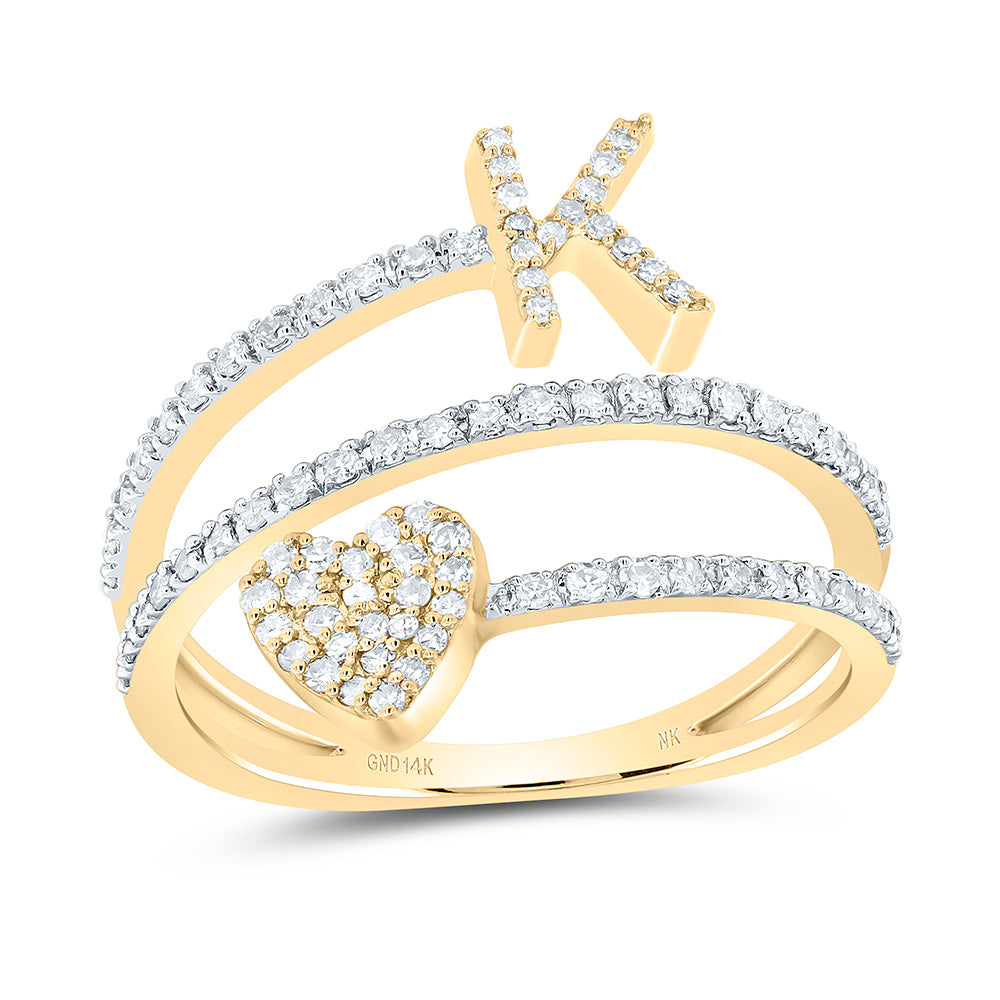 3/8CTW-NAT DIA NK GIFT INITIAL "K" HEART LADIES RING 7 Daisy Joyeria