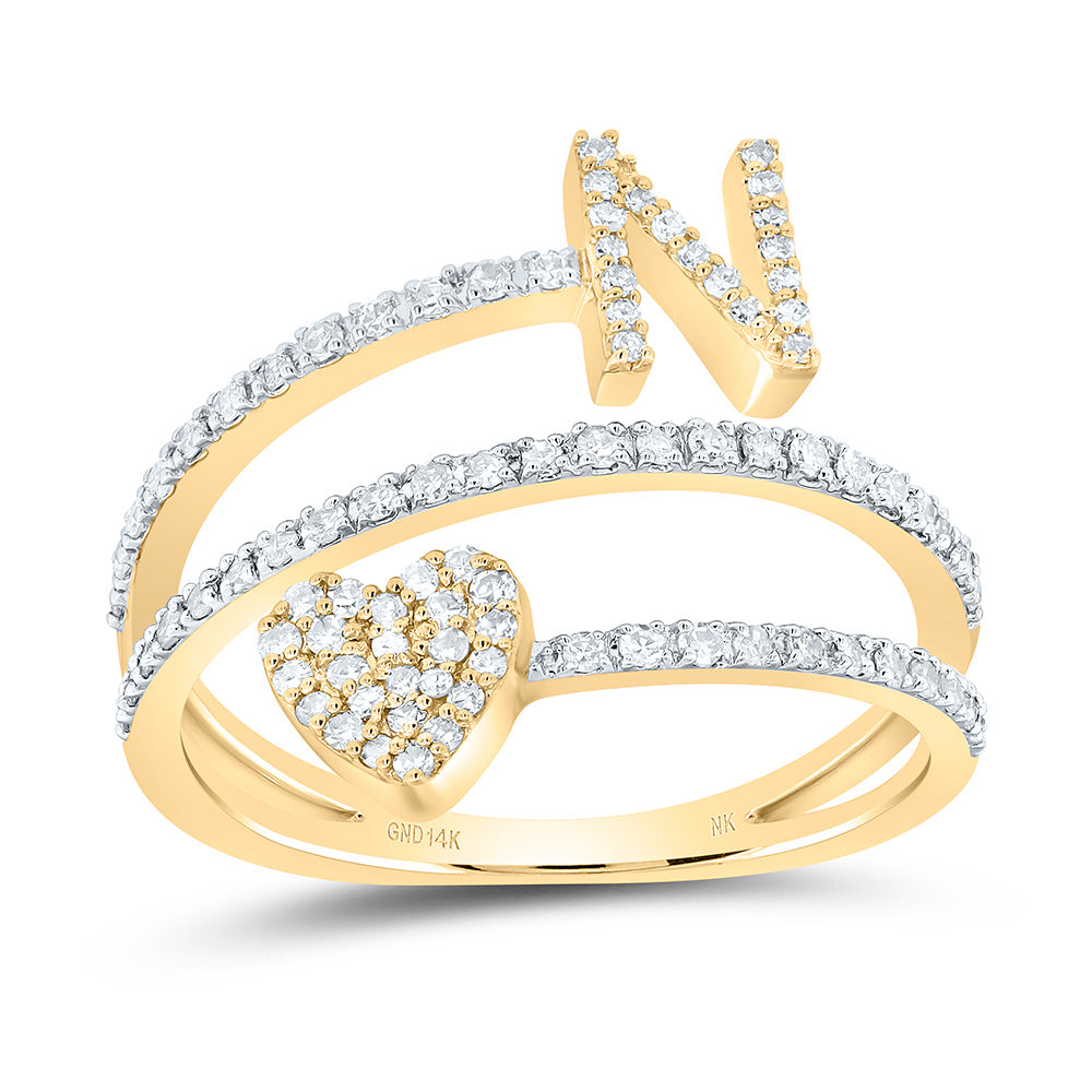 3/8CTW-NAT DIA NK GIFT INITIAL "N" HEART LADIES RING 7 Daisy Joyeria
