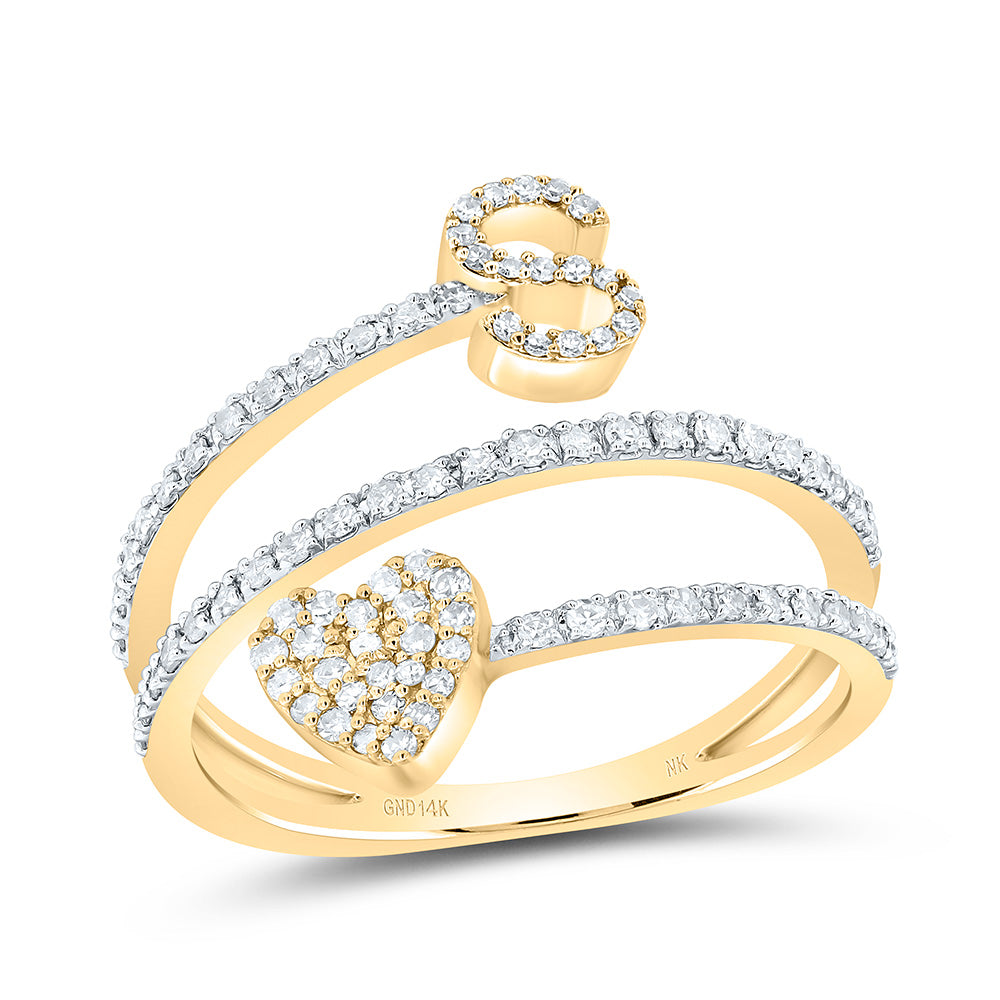 3/8CTW-NAT DIA NK GIFT INITIAL "S" HEART LADIES RING 7 Daisy Joyeria