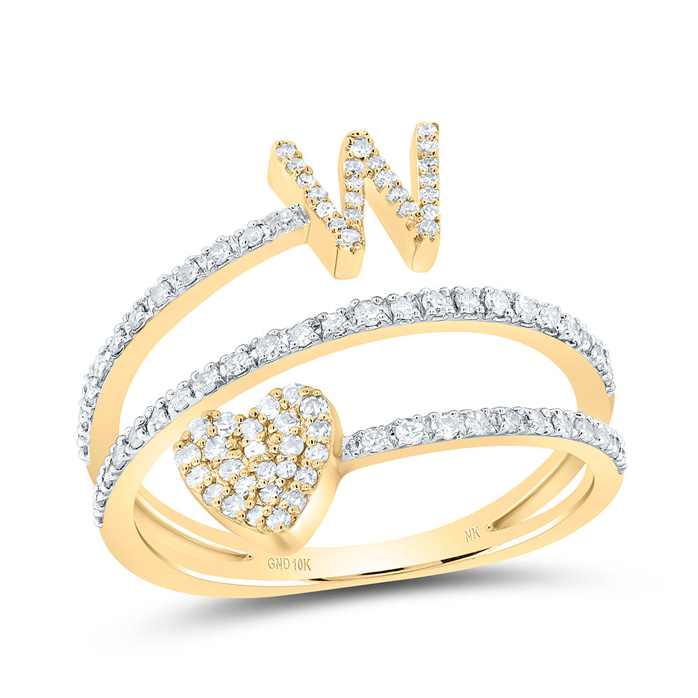 3/8CTW-NAT DIA NK GIFT INITIAL "W" HEART LADIES RING 7 Daisy Joyeria