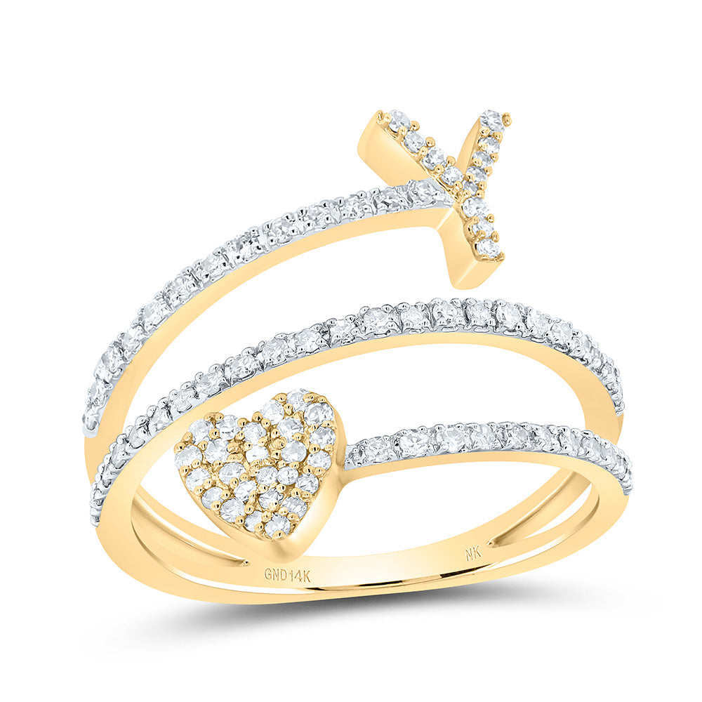 3/8CTW-NAT DIA NK GIFT INITIAL "Y" HEART LADIES RING 7 Daisy Joyeria