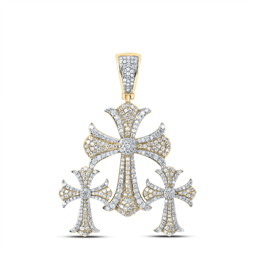 1 1/2CTW-DIA NK THREE CROSS MEN'S CHARM Daisy Joyeria
