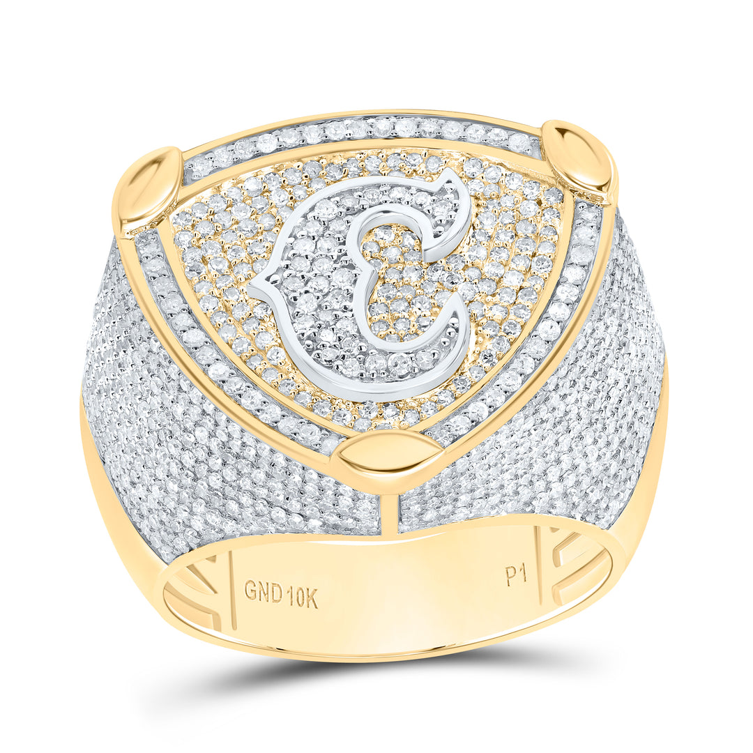 2 CTW-DIA P1 INITIAL "C" MEN'S RING Daisy Joyeria