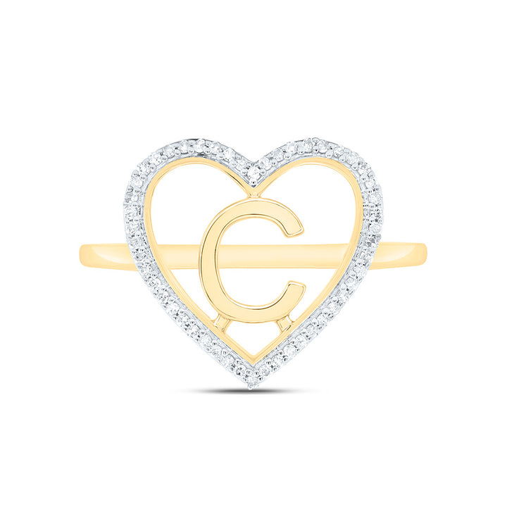 1/10CTW-NAT DIA P1 GIFT INITIAL "C" LADIES HEART RING Daisy Joyeria