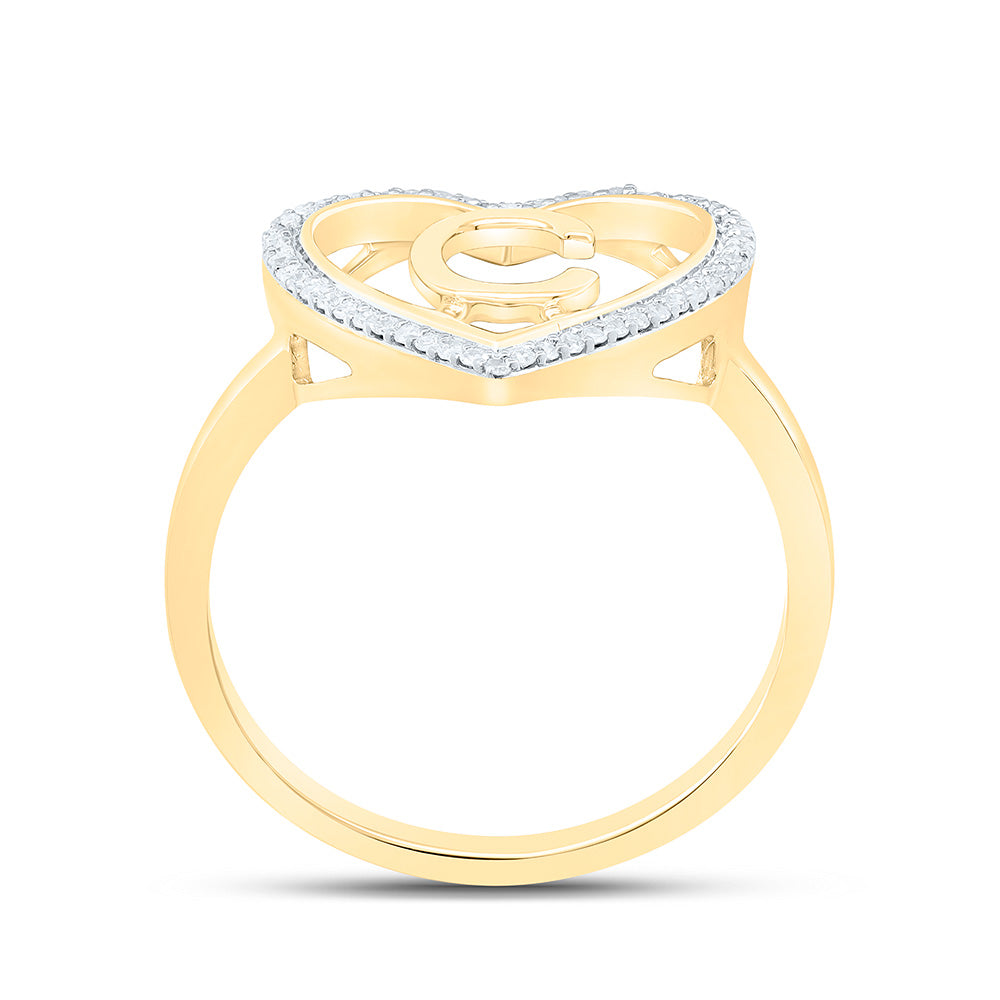 1/10CTW-NAT DIA P1 GIFT INITIAL "C" LADIES HEART RING Daisy Joyeria
