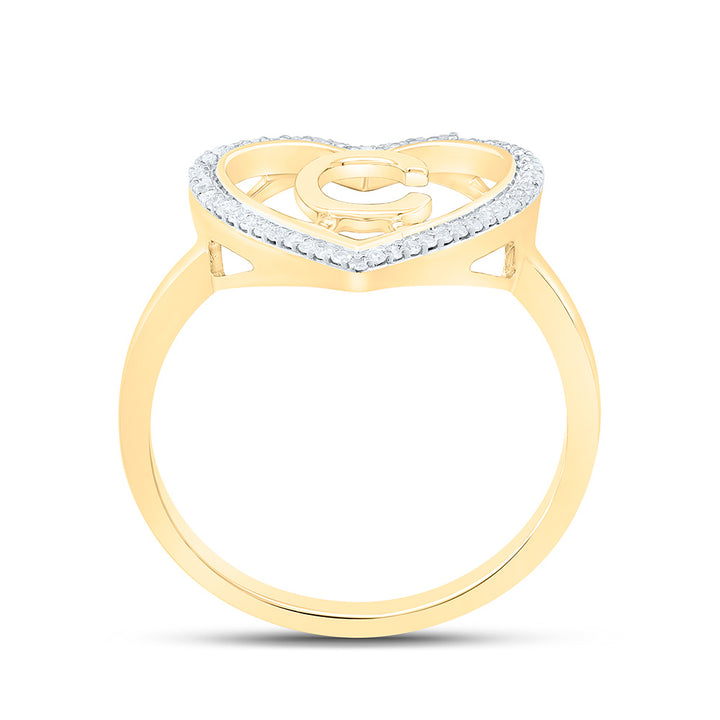 1/10CTW-NAT DIA P1 GIFT INITIAL "C" LADIES HEART RING Daisy Joyeria