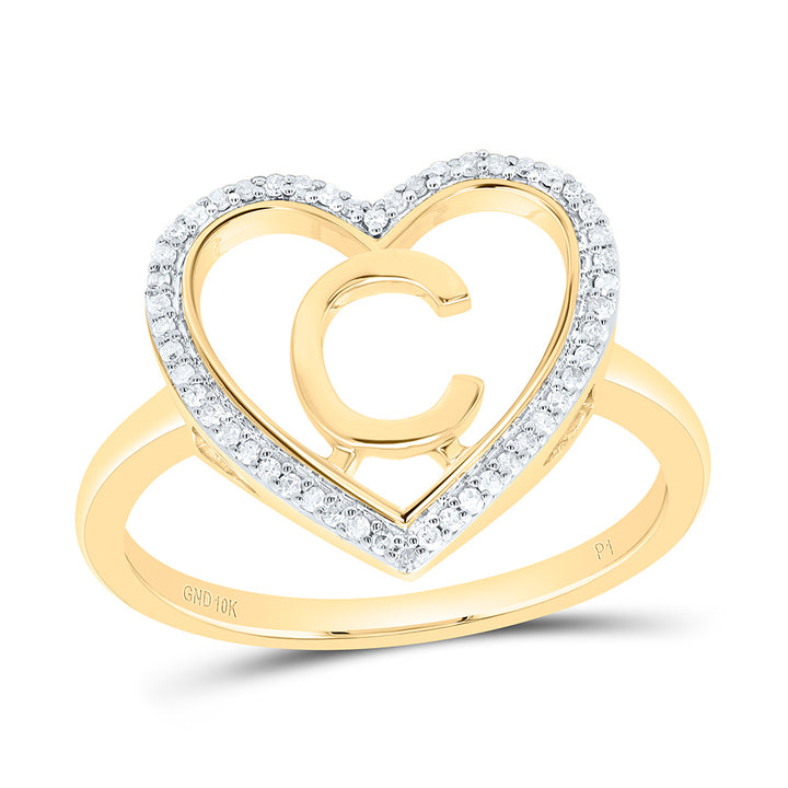 1/10CTW-NAT DIA P1 GIFT INITIAL "C" LADIES HEART RING Daisy Joyeria