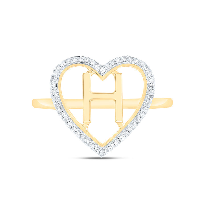 1/10CTW-NAT DIA P1 GIFT INITIAL "H" LADIES HEART RING Daisy Joyeria
