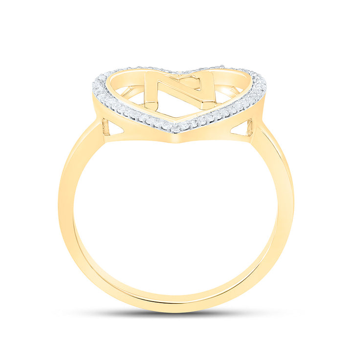 1/10CTW-NAT DIA P1 GIFT INITIAL "N" LADIES HEART RING Daisy Joyeria