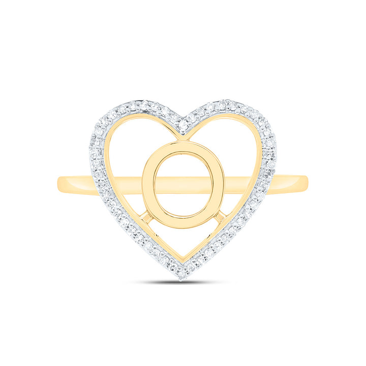 1/10CTW-NAT DIA P1 GIFT INITIAL "O" LADIES HEART RING Daisy Joyeria