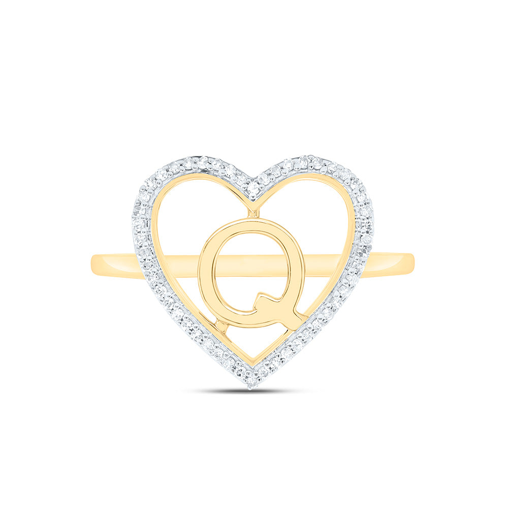 1/10CTW-NAT DIA P1 GIFT INITIAL "Q" LADIES HEART RING Daisy Joyeria