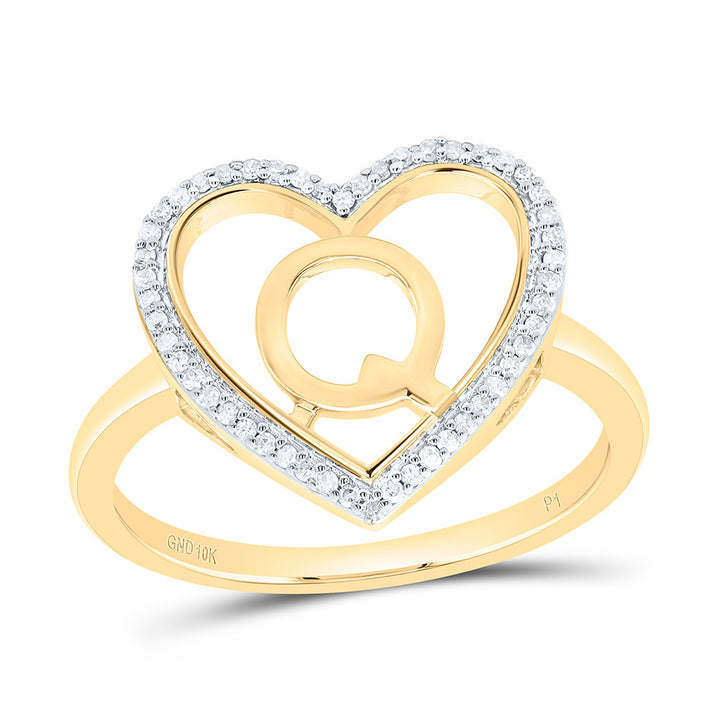 1/10CTW-NAT DIA P1 GIFT INITIAL "Q" LADIES HEART RING Daisy Joyeria
