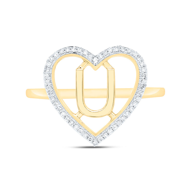 1/10CTW-NAT DIA P1 GIFT INITIAL "U" LADIES HEART RING Daisy Joyeria