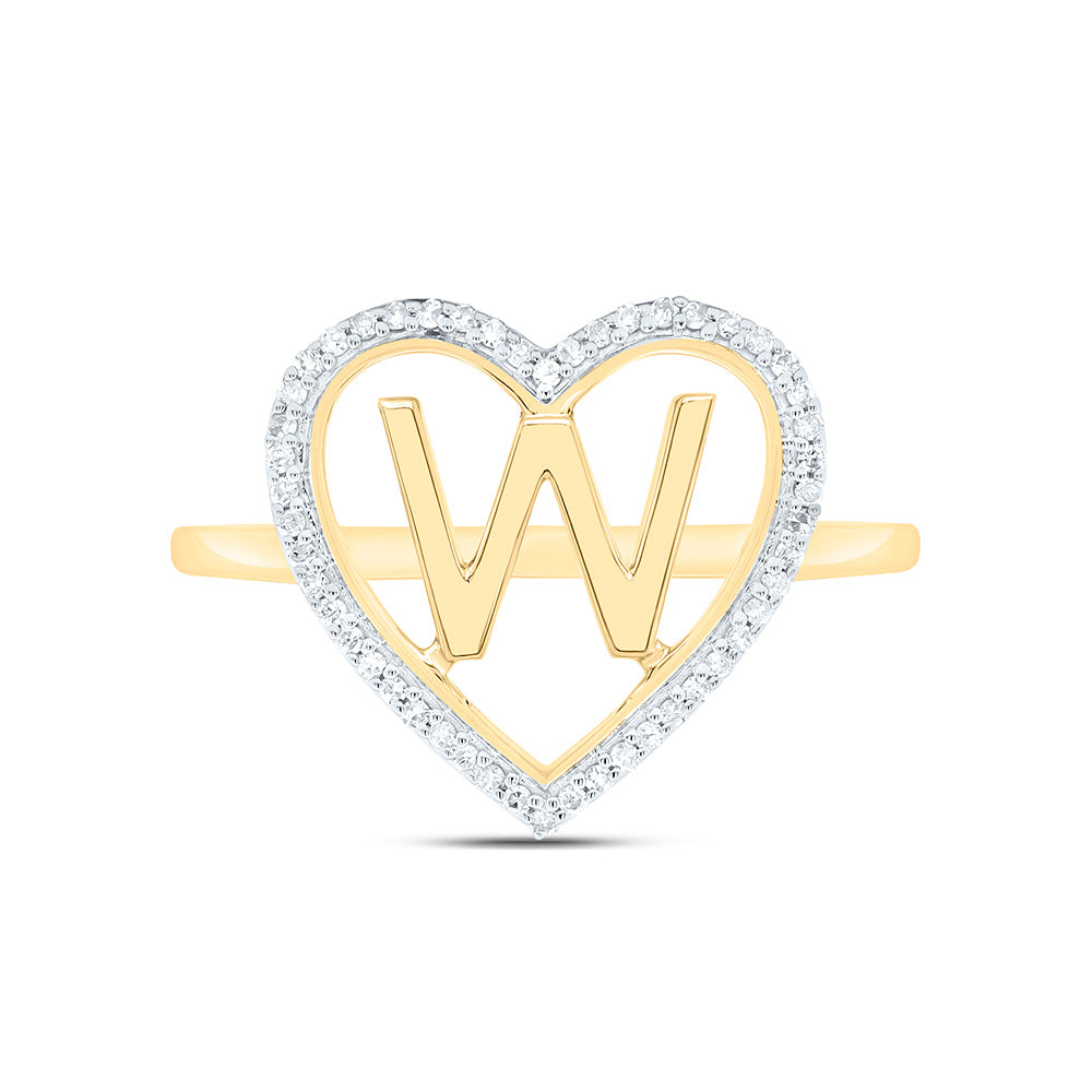1/10CTW-NAT DIA P1 GIFT INITIAL "W" LADIES HEART RING Daisy Joyeria