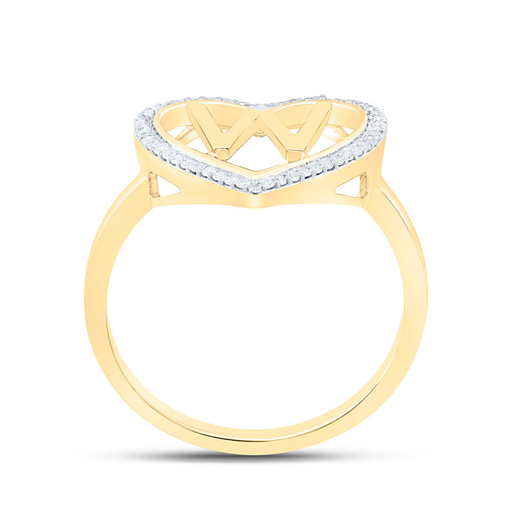 1/10CTW-NAT DIA P1 GIFT INITIAL "W" LADIES HEART RING Daisy Joyeria