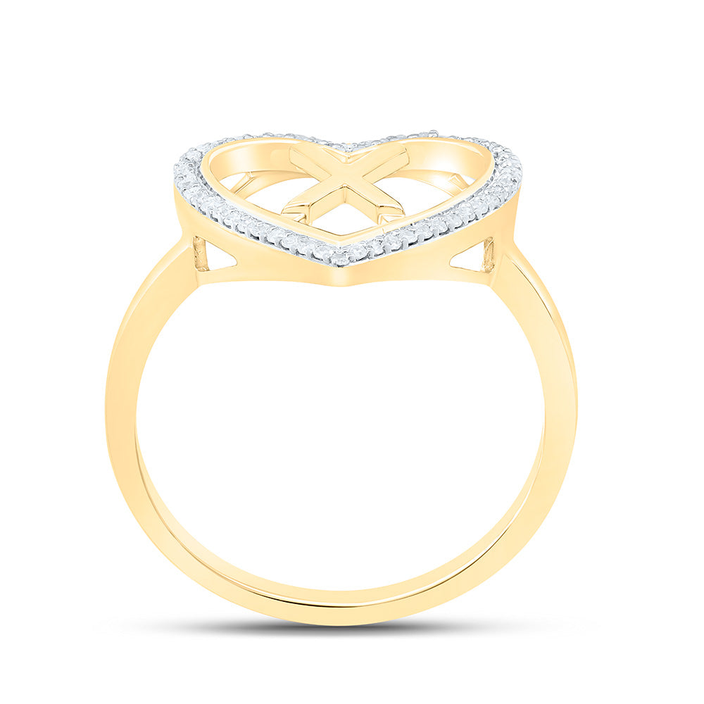 1/10CTW-NAT DIA P1 GIFT INITIAL "X" LADIES HEART RING Daisy Joyeria