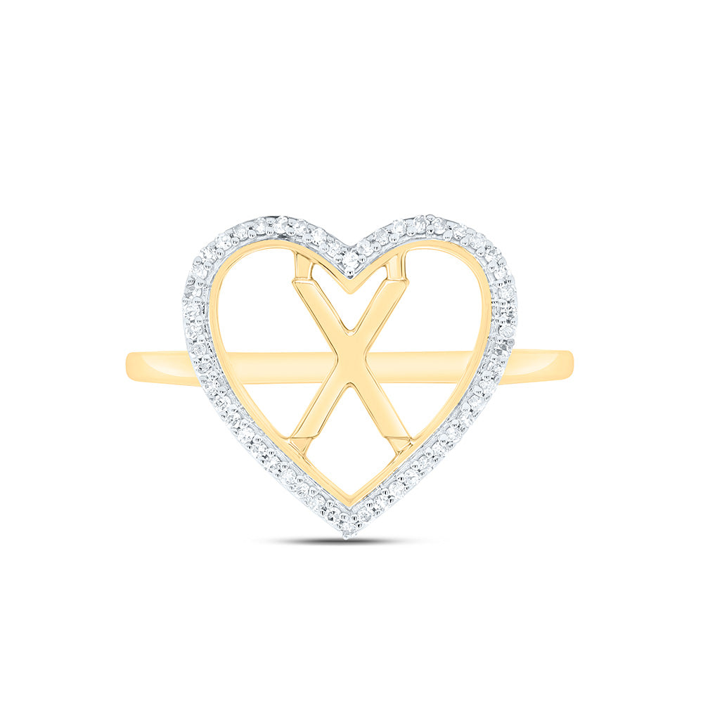 1/10CTW-NAT DIA P1 GIFT INITIAL "X" LADIES HEART RING Daisy Joyeria