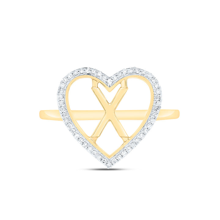 1/10CTW-NAT DIA P1 GIFT INITIAL "X" LADIES HEART RING Daisy Joyeria