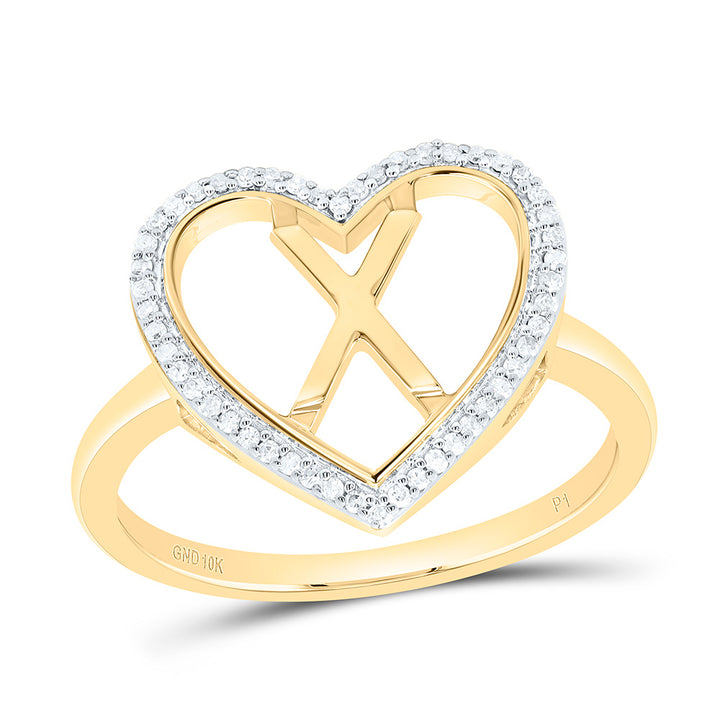 1/10CTW-NAT DIA P1 GIFT INITIAL "X" LADIES HEART RING Daisy Joyeria