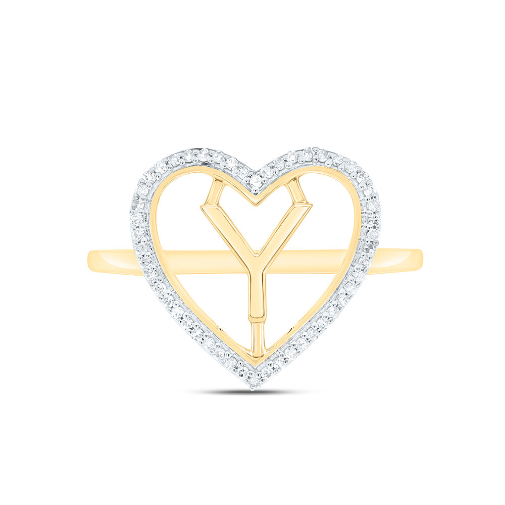 1/10CTW-NAT DIA P1 GIFT INITIAL "Y" LADIES HEART RING Daisy Joyeria