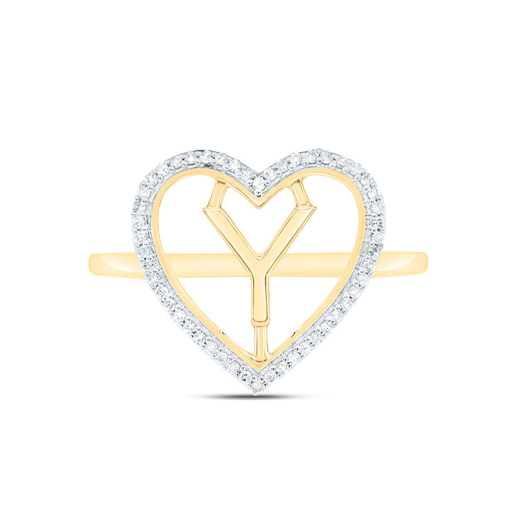 1/10CTW-NAT DIA P1 GIFT INITIAL "Y" LADIES HEART RING Daisy Joyeria