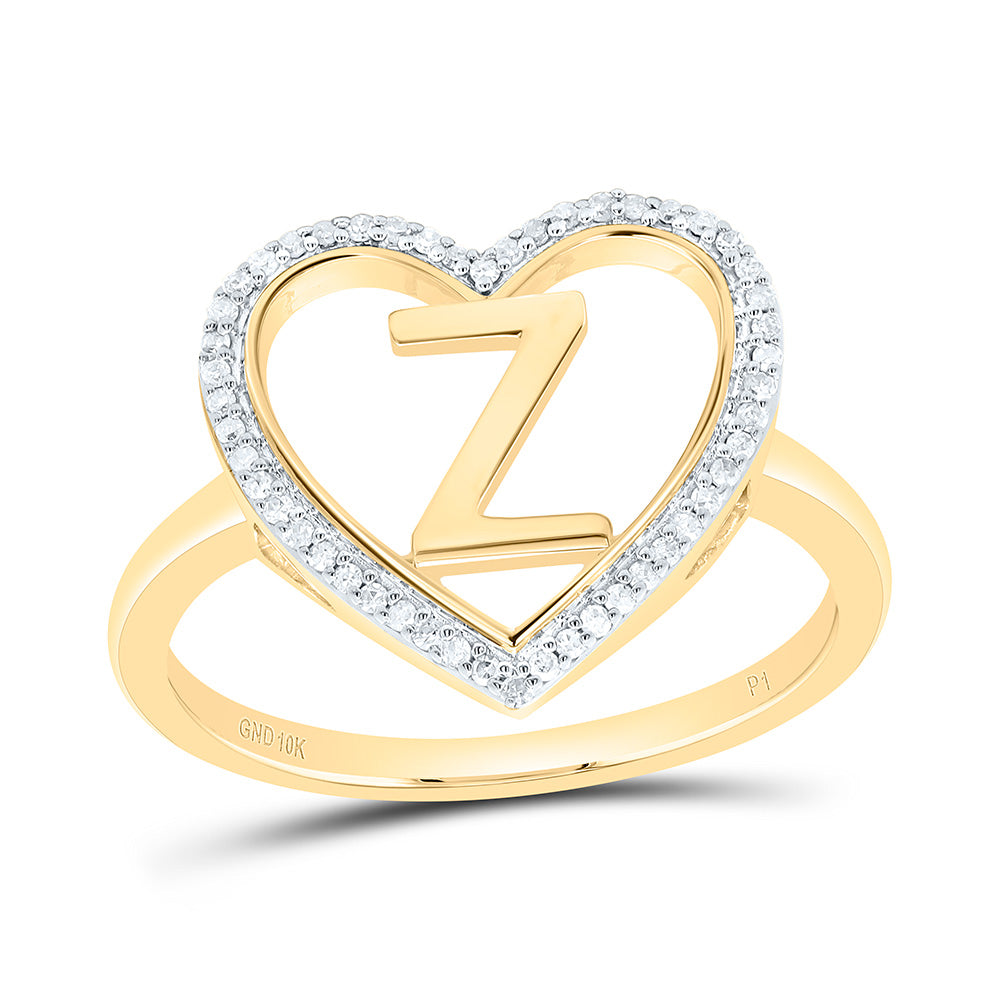 1/10CTW-NAT DIA P1 GIFT INITIAL "Z" LADIES HEART RING Daisy Joyeria
